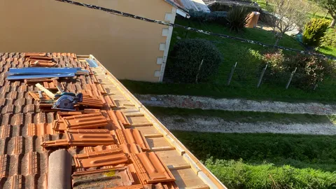 Avant rénovation — Création d'un couloir en zinc avec main courante — Tuiles Marseille Monier